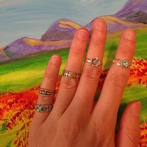 Set of five Adjustable midi rings/toe rings